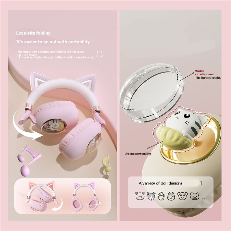 Casque sans fil Bluetooth 5.3  - Cat Ear Bluetooth Headset Led avis et prix